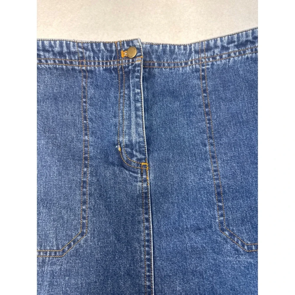 Lauren Ralph Lauren Denim Mini Skirt Medium Wash Cinch Back Pockets Size 10